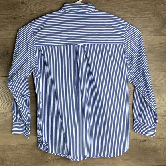 Chaps Easy Care Shirt Mens L Blue Strip White Button Down Collar Long Sleeve - Picture 7 of 8